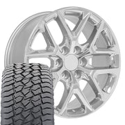 20" Replica Wheels fit Chevrolet Silverado 1500 - CV62 Chrome 20x9, Sailun Tires Set