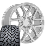 Set(4) 20x9 CV62 Chrome - 6x139.7 +28ET with 275/55r20 TBB TS-37 AT Tires