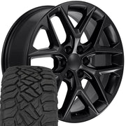 Set(4) 22x9 CV62 Satin Black - 6x139.7 +28ET with 285/45r22 Sailun TerraMax RT Tires