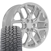 22" Replica Wheels fit Chevrolet Silverado 1500 - CV62 Chrome 22x9, Sailun Tires Set