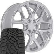 Set(4) 22x9 CV62 Chrome - 6x139.7 +28ET with 285/45r22 Sailun TerraMax RT Tires