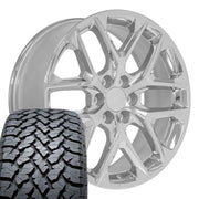 Set(4) 22x9 CV62 Chrome - 6x139.7 +28ET with 285/45r22 TBB TS-37 AT Tires