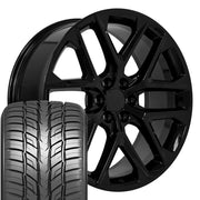 Set(4) 24x10 CV62 Gloss Black - 6x139.7 +28ET with 295/35r24 Sailun Atrezzo SVR LX+ Tires