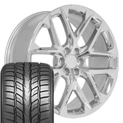Set(4) 24x10 CV62 Chrome - 6x139.7 +28ET with 295/35r24 Sailun Atrezzo SVR LX+ Tires