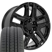 Set(4) 20x9 CV63 Gloss Black - 6x139.7 +28ET with 275/55r20 Bridgestone Dueler Alenza HL Plus Tires