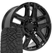 Set(4) 20x9 CV63 Gloss Black - 6x139.7 +28ET with 275/55r20 Sailun TerraMax RT Tires