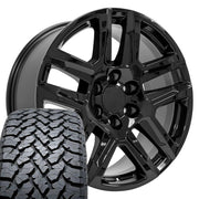 Set(4) 20x9 CV63 Gloss Black - 6x139.7 +28ET with 275/55r20 TBB TS-37 AT Tires