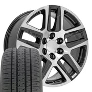Set(4) 20x9 CV63 Gloss Gunmetal Machined - 6x139.7 +28ET with 275/55r20 Bridgestone Dueler Alenza HL Plus Tires