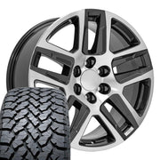 Set(4) 20x9 CV63 Gloss Gunmetal Machined - 6x139.7 +28ET with 275/55r20 TBB TS-37 AT Tires