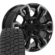 Set(4) 18x8.5 CV65 Gloss Black Machined - 6x139.7 +26ET with 275/65r18 Ironman All Country AT-X Tires
