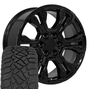Set(4) 20x9 CV65 Gloss Black - 6x139.7 +26ET with 275/55r20 Sailun TerraMax RT Tires