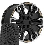 Set(4) 20x9 CV65 Satin Black Machined Face - Two Tone - 6x139.7 +26ET with 275/55r20 Sailun TerraMax RT Tires