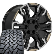 Set(4) 20x9 CV65 Satin Black Machined Face - Two Tone - 6x139.7 +26ET with 275/55r20 TBB TS-37 AT Tires