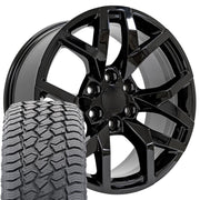 20" Replica Wheels fit Chevrolet Suburban 1500 - CV66 Gloss Black 20x9, Sailun Tires Set