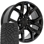 Set(4) 20x9 CV66 Gloss Black - 6x139.7 +28ET with 275/55r20 Sailun TerraMax RT Tires