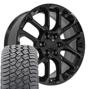 22" Replica Wheels fit Chevrolet Suburban 1500 - CV67 Gloss Black 22x9, Sailun Tires Set
