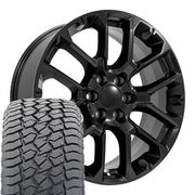 22" Replica Wheels fit Chevrolet Suburban 1500 - CV67 Satin Black 22x9, Sailun Tires Set