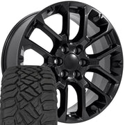 Set(4) 22x9 CV67 Satin Black - 6x139.7 +28ET with 285/45r22 Sailun TerraMax RT Tires
