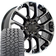 22" Replica Wheels fit Chevrolet Suburban 1500 - CV67 Gloss Black Machined 22x9, Sailun Tires Set