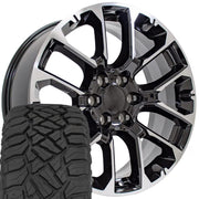Set(4) 22x9 CV67 Gloss Black Machined - 6x139.7 +28ET with 285/45r22 Sailun TerraMax RT Tires