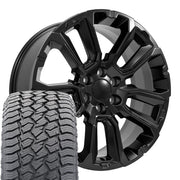 22" Replica Wheels fit Chevrolet Suburban 1500 - CV68 Satin Black 22x9, Sailun Tires Set