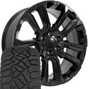 Set(4) 22x9 CV68 Satin Black - 6x139.7 +28ET with 285/45r22 Sailun TerraMax RT Tires