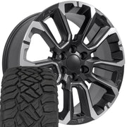 Set(4) 22x9 CV68 Satin Black with Milled Edge - 6x139.7 +28ET with 285/45r22 Sailun TerraMax RT Tires