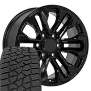 Set(4) 18x8.5 CV69 Gloss Black - 6x139.7 +26ET with 275/65r18 Ironman All Country AT-X Tires