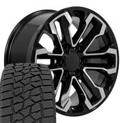 Set(4) 18x8.5 CV69 Gloss Black Machined - 6x139.7 +26ET with 275/65r18 Ironman All Country AT-X Tires
