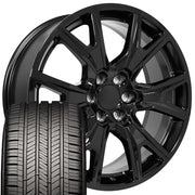 Set(4) 22x9 CV71 Gloss Black - 6x139.7 +28ET with 285/45r22 Goodyear Eagle Touring Tires