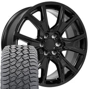 Set(4) 22x9 CV71 Gloss Black - 6x139.7 +28ET with 285/45r22 Sailun TerraMax AT2 Tires