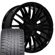 Set(4) 22x9 CV72 Gloss Black - 6x139.7 +18ET with 285/45r22 Goodyear Eagle Sport Tires