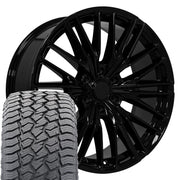 Set(4) 22x9 CV72 Gloss Black - 6x139.7 +18ET with 285/45r22 Sailun TerraMax AT2 Tires