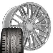 Set(4) 22x9 CV72 Chrome - 6x139.7 +18ET with 285/45r22 Goodyear Eagle Touring Tires