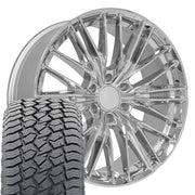 Set(4) 22x9 CV72 Chrome - 6x139.7 +18ET with 285/45r22 Sailun TerraMax AT2 Tires