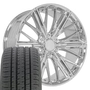 Set(4) 22x9.5 CV72 Chrome - 6x139.7 +18ET with 285/45r22 Bridgestone Dueler Alenza HL Tires