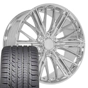 Set(4) 22x9.5 CV72 Chrome - 6x139.7 +18ET with 285/45r22 Goodyear Eagle Sport Tires