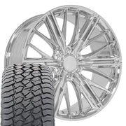 Set(4) 22x9.5 CV72 Chrome - 6x139.7 +18ET with 285/45r22 Sailun TerraMax AT2 Tires