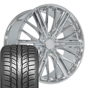 Set(4) 24x10 CV72 Chrome - 6x139.7 +31ET with 295/35r24 Sailun Atrezzo SVR LX+ Tires
