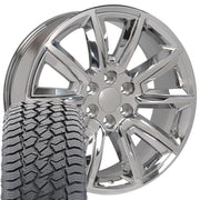 Set(4) 20x8.5 CV73 Chrome with Chrome Insert - 6x139.7 +24ET with 275/55r20 Sailun TerraMax AT2 Tires