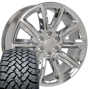 Set(4) 20x8.5 CV73 Chrome with Chrome Insert - 6x139.7 +24ET with 275/55r20 TBB TS-37 AT Tires