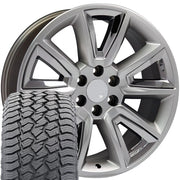 Set(4) 20x8.5 CV73 Gloss Hyper Black with Chrome Insert - 6x139.7 +24ET with 275/55r20 Sailun TerraMax AT2 Tires