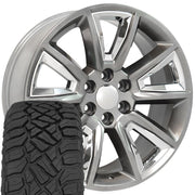 Set(4) 20x8.5 CV73 Gloss Hyper Black with Chrome Insert - 6x139.7 +24ET with 275/55r20 Sailun TerraMax RT Tires