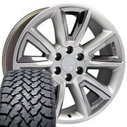 Set(4) 20x8.5 CV73 Gloss Hyper Black with Chrome Insert - 6x139.7 +24ET with 275/55r20 TBB TS-37 AT Tires