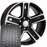OE Wheels CV74 22x9 6x139.7 Gloss Black Machined Wheels 285-45-22 Goodyear Eagle Sport Tires SET