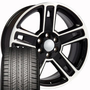 Set(4) 22x9 CV74B Gloss Black Machined - 6x139.7 +24ET with 285/45r22 Goodyear Eagle Touring Tires