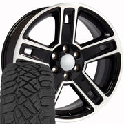 Set(4) 22x9 CV74B Gloss Black Machined - 6x139.7 +24ET with 285/45r22 Sailun TerraMax RT Tires