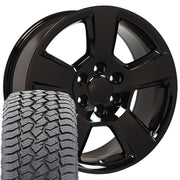 Set(4) 20x9 CV76 Gloss Black - 6x139.7 +27ET with 275/55r20 Sailun TerraMax AT2 Tires