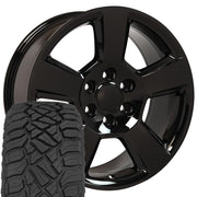 Set(4) 20x9 CV76 Gloss Black - 6x139.7 +27ET with 275/55r20 Sailun TerraMax RT Tires