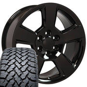 Set(4) 20x9 CV76 Gloss Black - 6x139.7 +27ET with 275/55r20 TBB TS-37 AT Tires